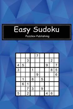 Paperback Easy Sudoku: Sudoku Puzzle Game For Beginers With Blue mosaic polygon triangular cover Book