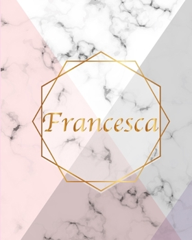 Paperback Francesca: Personalized Gift Luxury Marble Glossy Pink Purple Faux Gold Print Softcover Notebook Journal Book