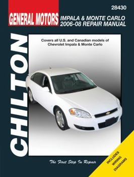 Paperback General Motors Chevrolet Impala & Monte Carlo 2006-08 Repair Manaul Book