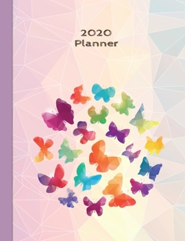 2020 Planner: Butterfly Crystals | 12 Months Week to two-page Diary 150 pages 8.5 x 11 with Contacts - Password - Birthday lists (2020 weekly planner organizer diary journal)