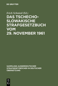 Hardcover Das Tschechoslowakische Strafgesetzbuch vom 29. November 1961 [German] Book