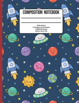 Paperback Composition Notebook Wide Ruled: Alien Galaxy 110 Pages Book