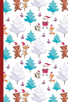 Blank Lined Notebook Journal For Christmas: Medium Ruled Book for Children, Teens and Adults - Cute Animals And Santa (College Ruled Line Paper)