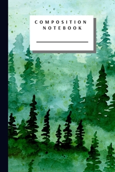 Paperback Composition Notebook: Watercolor Forest Design Writing Notes Journal Wide Ruled Paper (6x9, 110 Lined Pages) Book