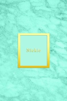 Nickie: Custom dot grid diary for girls | Cute personalised gold and marble diaries for women | Customised Sentimental keepsake notebook doodle journal | Bright blue aqua teal color