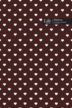 Paperback Hearts Pattern Composition Notebook, Dotted Lines, Wide Ruled Medium Size 6 x 9 Inch (A5), 144 Sheets Coffee Cover Book
