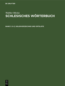 Hardcover S-Z, Siglenverzeichnis und Ortsliste [German] Book
