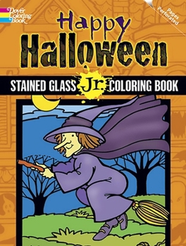 Paperback Happy Halloween Stained Glass Jr. Coloring Book