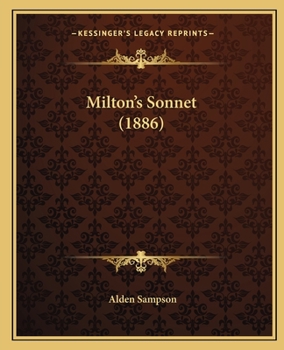 Paperback Milton's Sonnet (1886) Book