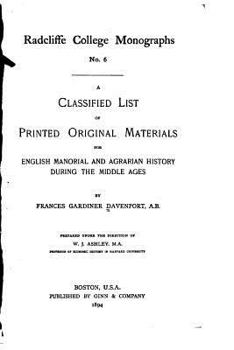 Paperback A Classifed List of Printed Original Materials Book