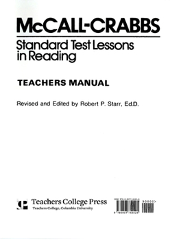 Paperback McCall-Crabbs Standard Test Lessons in Reading, Teachers Manual/Answer Key Book