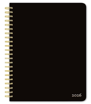 Black Solid 2026 6 X 7.75 Inch Weekly Desk Planner Foil Stamped Cover