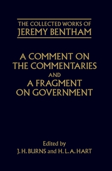 Hardcover A Comment on the Commentaries and a Fragment on Government Book