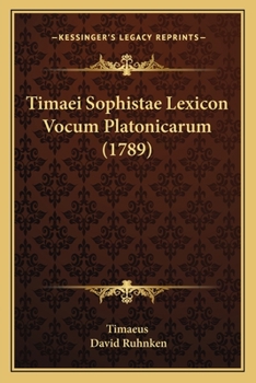 Paperback Timaei Sophistae Lexicon Vocum Platonicarum (1789) [Latin] Book