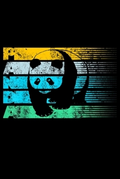 Panda: Cool Panda Bear Vintage Retro Silhouette Distressed Journal/Notebook Blank Lined Ruled 6X9 100 Pages