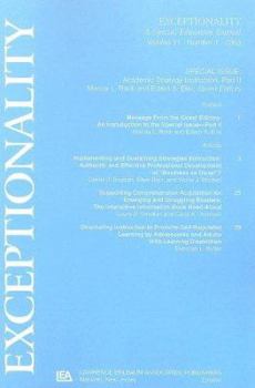 Paperback Academic Strategy Instruction: A Special Issue of Exceptionality Book