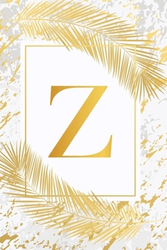 Z: Pretty Gold & Ivory White Marble Initial Monogram Letter Z and Feathers, Personalized 150 Blank Lined Journal & Notebook for Writing notes, ... (Office & School Monogrammed Paperback Dairy)