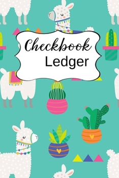Checkbook Ledger: Small Checkbook Debit Card Register for Checking Accounts & Personal Budgeting with 6 Column Payment Record and 4-Year At-A-Glance Calendar | Alternating Gray and White Lines Llama