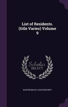 Hardcover List of Residents. (title Varies) Volume 9 Book