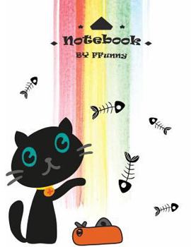 Paperback Notebook By FFunny: Black cat on rainbow cover and Dot Graph Line Sketch pages, Extra large (8.5 x 11) inches, 110 pages, White paper, Ske Book