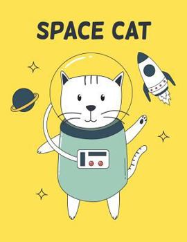 Paperback Space cat: Space on yellow cover and Dot Graph Line Sketch pages, Extra large (8.5 x 11) inches, 110 pages, White paper, Sketch, Book