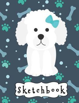 Sketchbook : Cute White Poodle Puppy, Large Blank Sketchbook for Kids, 110 Pages, 8. 5 X 11 , for Drawing, Sketching and Crayon Coloring