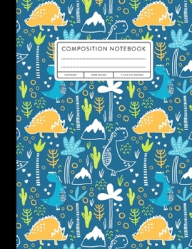 Paperback Composition Notebook: Wide Ruled, Dinosaurs, Blue Book