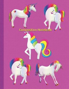 Paperback Composition Notebook: Rainbow Unicorns Cover Wide Ruled 100 Pages Students Teachers Parents Schools Book