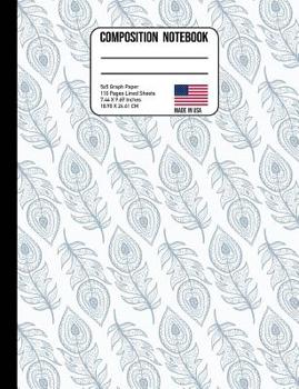 Composition Notebook 5x5 Graph Paper: Trendy Boho Feather Back to School Composition Book for Teachers, Students, Kids and Teens