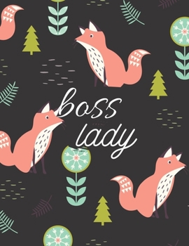 Boss Lady: Cute Large Letter Sized Notebook/Diary/Journal for Everyday Use with Foxes on Black