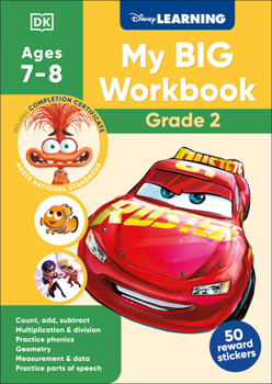 Paperback Disney Learning Big Workbook Grade 2: Math & English Workbook for Kids Aged 7-9, Curriculum-Based Book