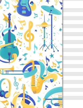 Paperback Blank Music Sheet Notebook: Music Manuscript Paper Staff Paper Musical Note Book 12 Staves Blue Cover Book