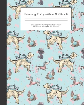 Paperback Primary Composition Notebook: Wintertime School Girls Winter Fun -Grades K-2 - Handwriting Practice Paper-Primary Ruled With Dotted Midline - 100 Pg Book