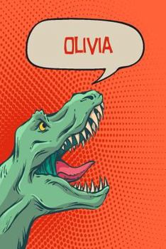 Olivia: Personalized Dino Isometric DOT Paper notebook 120 pages 6"x9"