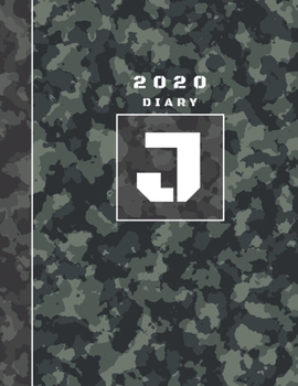 Paperback Personalised 2020 Diary Week To View Planner: A4 Letter J Block Green And Black Camo Camouflage Organiser And Planner For The Year Ahead, School, Busi Book