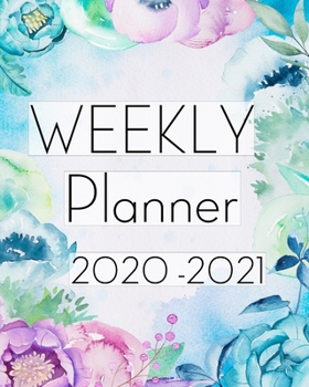 Weekly Planner 2020 - 2021: Jan 2020 - Dec 2021 Two Year Weekly Daily Planner with To Do List to Achieve Your Goals: Beautiful Watercolor Blue Flowers