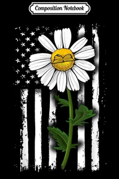 Paperback Composition Notebook: Bookworm American Flag Reader Gift Daisy Flower Hippie Journal/Notebook Blank Lined Ruled 6x9 100 Pages Book