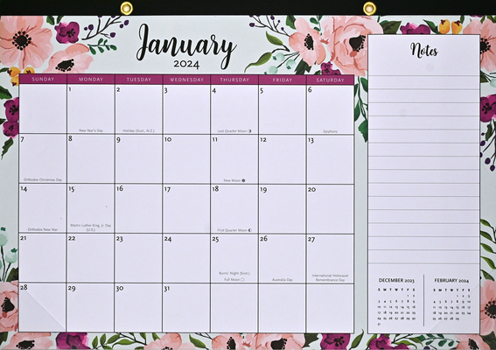 Calendar 2024 Floral Desk Pad Calendar Book