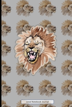 Lined Notebook Journal: Unique Beautifully Designed Notepad For Inspired Creative Writing Or Simply Taking Notes, With Pastel Shaded Pattern Background & Shadow Effect Watercolor Central Lion Detail