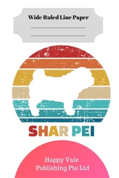 Cute Retro Shar Pei Puppy Theme Wide Ruled Line Paper