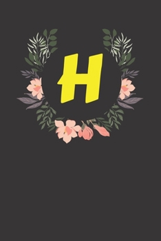 Letter H Monogram Notebook: Floral Black Matte Cover Journal