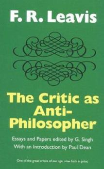 Paperback The Critic as Anti-Philosopher Book