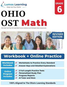 Paperback Ohio State Test Prep: 6th Grade Math Practice Workbook and Full-length Online Assessments: OST Study Guide Book