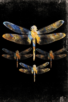 Notebook: Lined Notebook Journal Vintage Black Softcover Watercolor Dragonflies 110 Pages Small 6 x 9 Inches