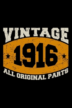 VINTAGE 1916 ALL ORIGINAL PARTS: Dot Grid Journal, Diary, Notebook, 6x9 inches with 120 Pages.