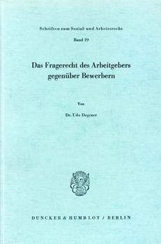Paperback Das Fragerecht Des Arbeitgebers Gegenuber Bewerbern [German] Book