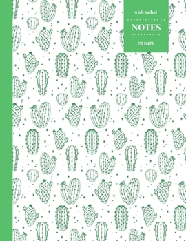 Wide Ruled Notes 110 Pages: Cactus Notebook for Kids, Teens and Students | Succulent Llama Pattern
