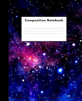 Paperback Composition Notebook: Watercolor Galaxy & Stars Wide Ruled Lined Journal Book