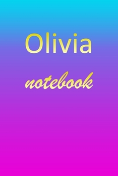 Olivia: Blank Notebook | Wide Ruled Lined Paper Notepad | Writing Pad Practice Journal | Custom Personalized First Name Initial O Blue Purple Gold  | ... Homeschool & University Organizer Daybook