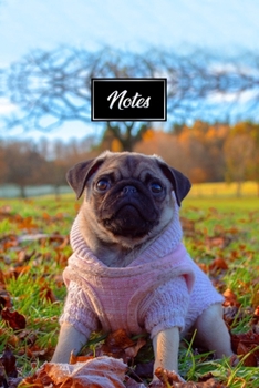 Pug Dog Pup Puppy Doggie Notebook Bullet Journal Diary Composition Book Notepad - Baby on Meadow: Cute Animal Pet Owner Composition Book with 100 Unruled Plain Blank Paper Pages in 6” x 9” Inch